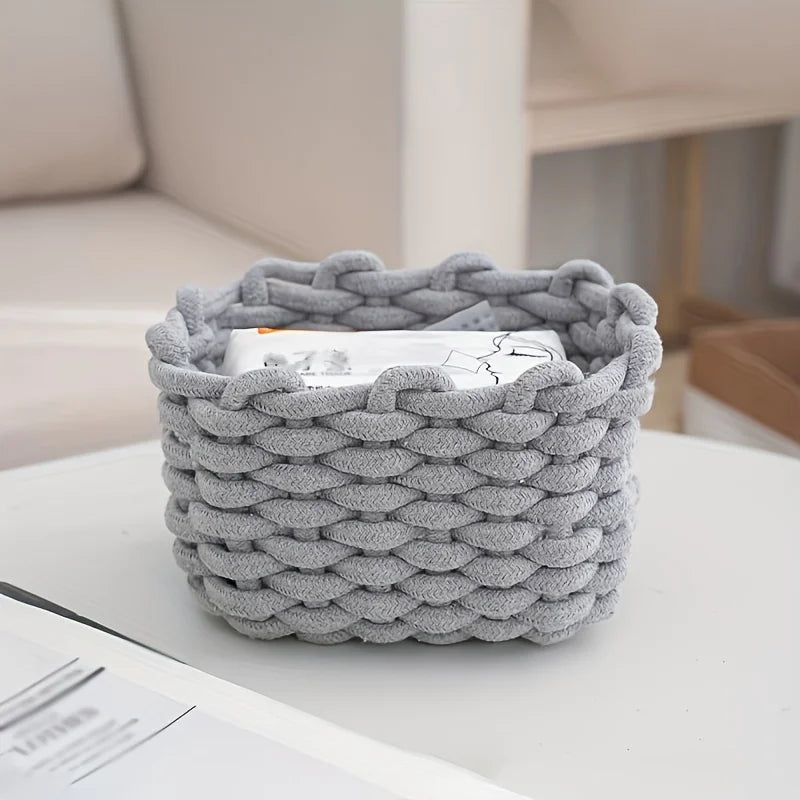 Hand-woven bathroom storage baskets for countertops, bedrooms, and living rooms - high-quality durable home storage baskets