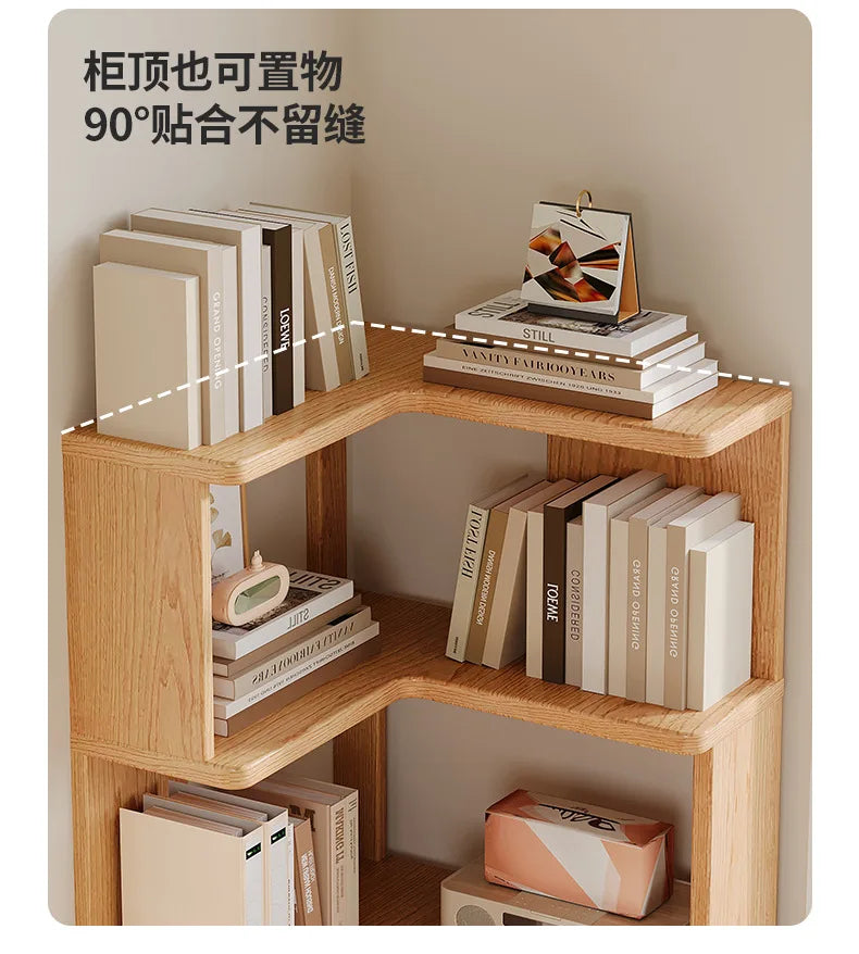 Solid Wood Corner Bookshelf 3-5 Tier Bookcase Storage Shelf Organizer Rack for Living Room Bedroom Home Office Furniture
