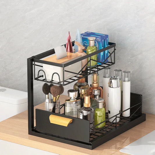 Kitchen Drawer Storage Rack, Pull-Out Under-Sink Organizer, Multi-Layer Storage Shelf, Cabinet Organizer for Kitchen Essential