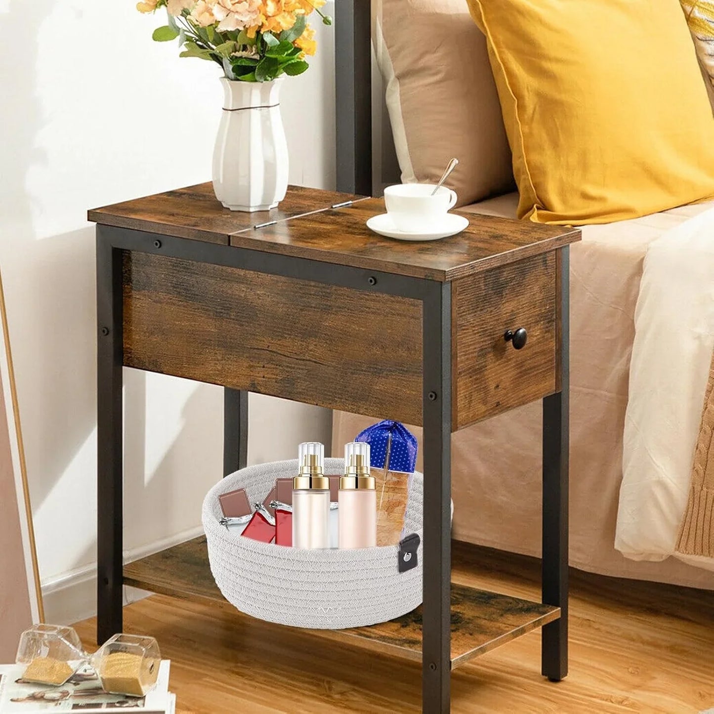 3PCS Storage Basket Set Natural Cotton Woven Rope Baskets for Storage Baskets for Gifts Empty Small Storage Bins with Handle