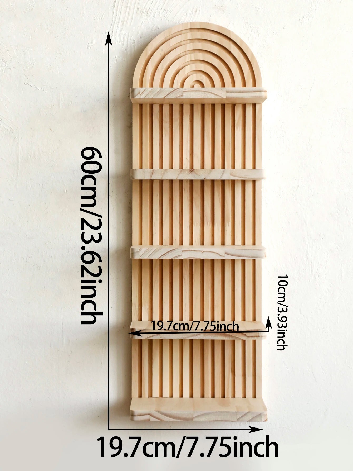 5-Tier Arched Wooden Wall Shelf – Natural Floating Display