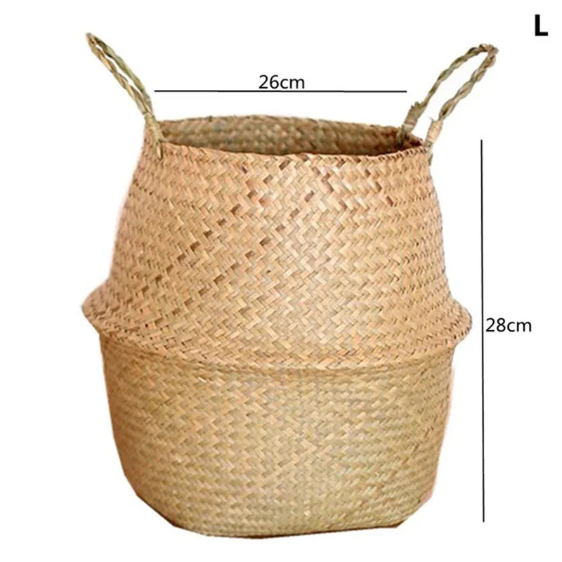 Handwoven Straw Plant Basket — Natural Indoor & Outdoor Planter Cover