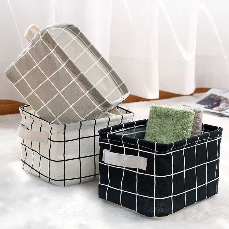 Fabric Storage Baskets Home Organizers Decorative Bins Clothes Toys Books Foldable Cloth Baskets Storage Containers with Handles