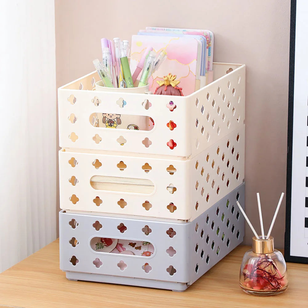 Foldable Storage Baskets Desktop Stackable Cute Makeup Jewellery Toys Boxes for Bedroom Classroom Office Organizer