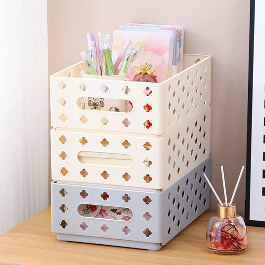Foldable Storage Baskets Desktop Stackable Cute Makeup Jewellery Toys Boxes for Bedroom Classroom Office Organizer