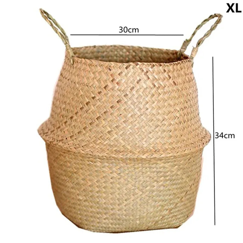 Handwoven Straw Plant Basket — Natural Indoor & Outdoor Planter Cover