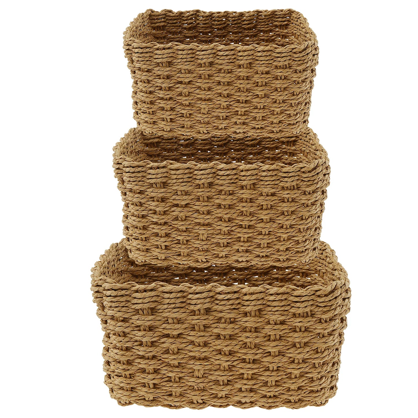 3Pcs Grass Woven Storage Baskets Decorative Woven Baskets for Storage Multifunctional Picnic Basket Fruit Cosmetic Storage Box