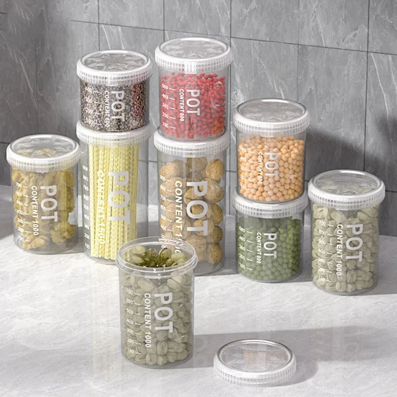 Transparent Moisture-Proof Food Storage Containers for Coffee, Pasta & Dry Goods