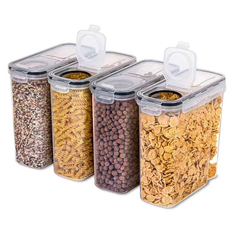 Stackable Food Storage Containers with Lids for Pantry & Rice Organization
