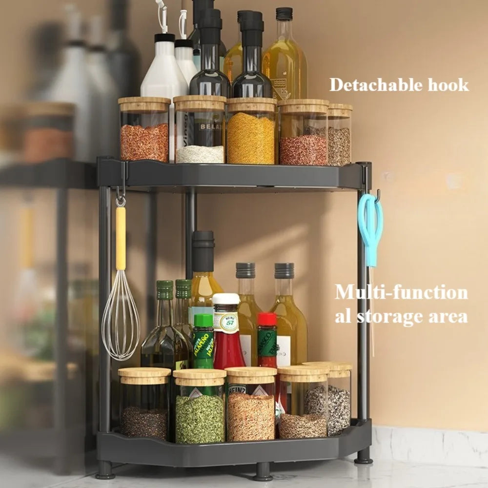 Kitchen Seasoning Shelf Spice Countertop Corner Stands Multi-layer Storage Easy To Clean High-quality Steel Plate Kitchen Shelf