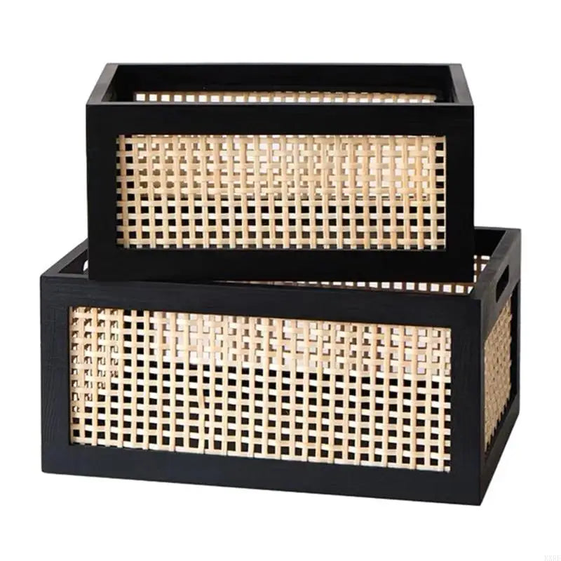 Sturdy Wood and Bamboos Storage Basket Suitable for Cabinets Enhances Home Decoration and Organization Daily Casual Use KXRE