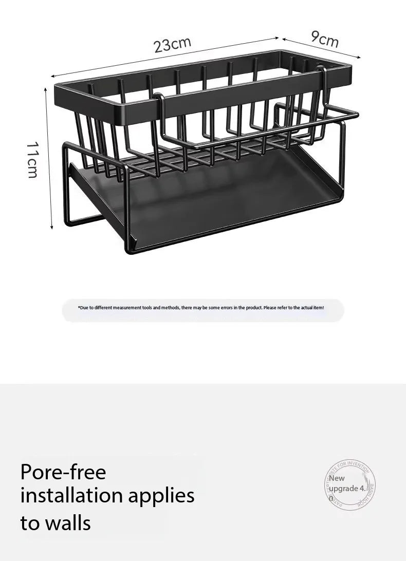 Kitchen Spice Storage Shelf with Drainage Rack, Installation Sink Organizer, Tap-Mounted Shelf for Home Kitchen Accessories