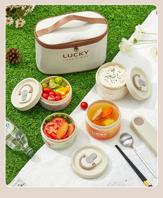 Transparent Leak-Proof Bento Lunch Box with Handle — Microwave-Safe & Portable