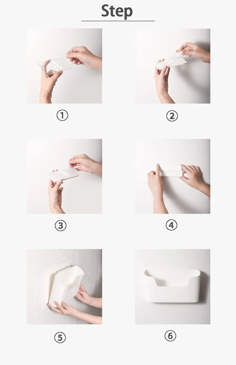 Kitchen Wall-mounted Adhesive Storage Rack Multifunctional Cabinet Door Storage Box Under Sink Drawer Shelf Bathroom Organizer