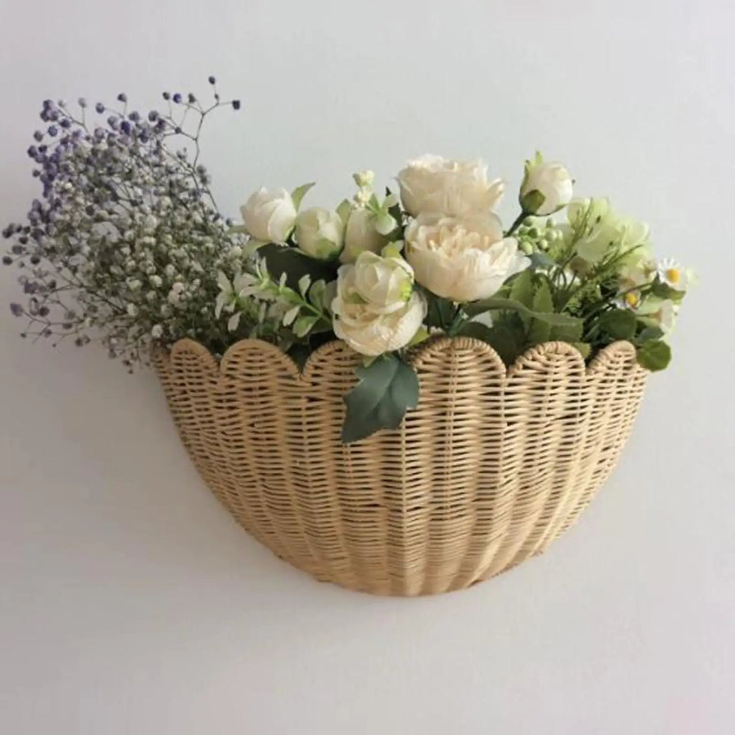 Woven Wall Hanging Basket Kitchen Imitation Rattan Decorative Magazines Storage for Planter Bathroom Towels Balcony Restaurant