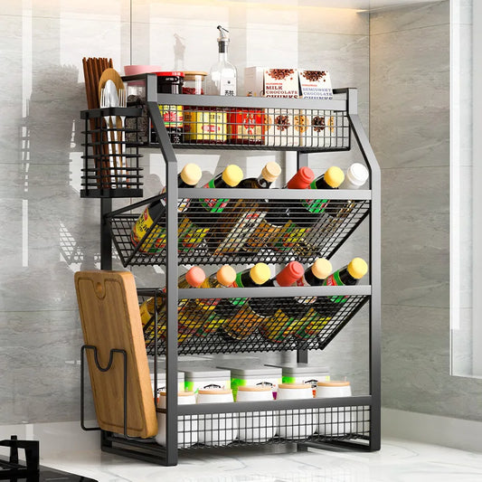 Kitchen Condiment Shelf Multi Tier Drawer Storage Cabinet Basket Organizer Drawer Ideal Countertop Pantry Under The Sink Desktop