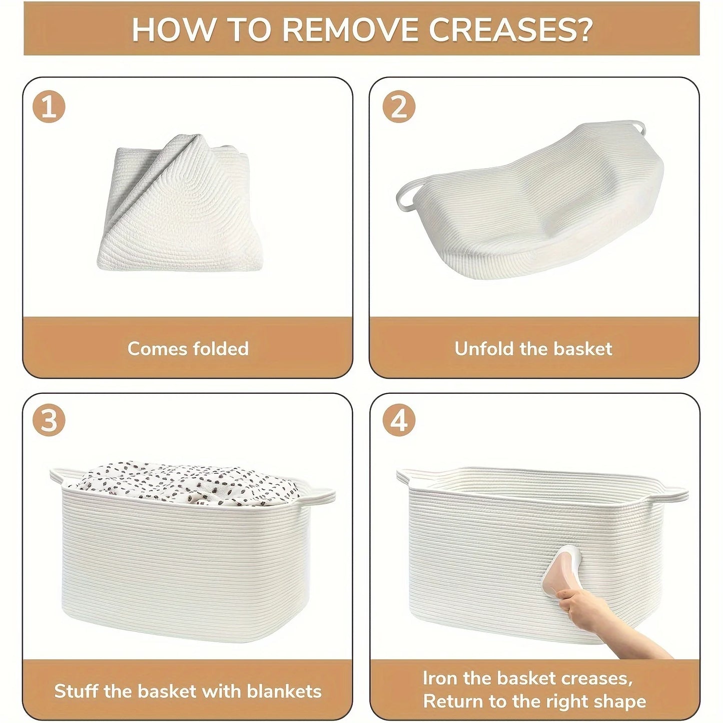 Classic Large Woven Storage Basket, Cotton Thread Woven Storage Basket, Square Decorative Box Organization and Decoration