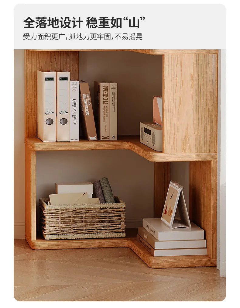 Solid Wood Corner Bookshelf 3-5 Tier Bookcase Storage Shelf Organizer Rack for Living Room Bedroom Home Office Furniture