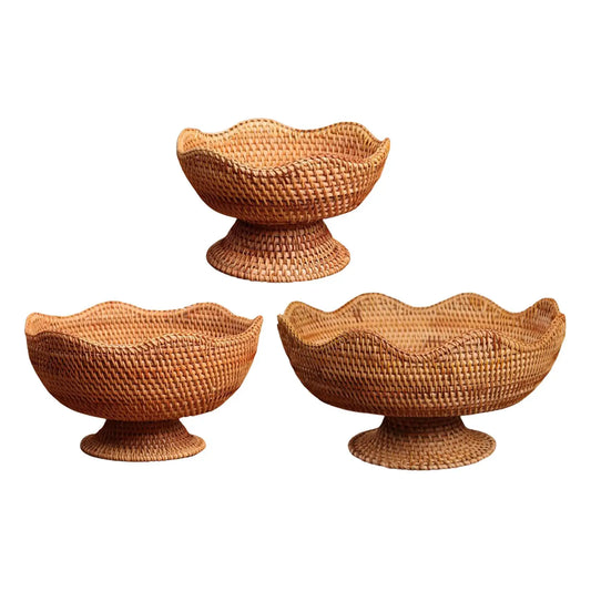 Woven Fruit Basket Decorative Pantry Organizer Food Snack Serving Basket for Countertop Bathroom Picnic Party Dining Room