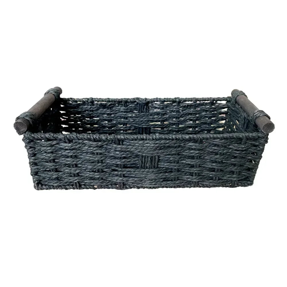 New Paper Rope Storage Basket with Handle Organizing Wicker Baskets Decorative Handmade Countertop Storage Bins High Quality