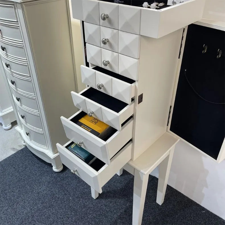 Large Jewelry Cabinet Wooden Storage Locker Living Room Dressers for Bedroom Drawer Storage Furniture Organizer Decoration