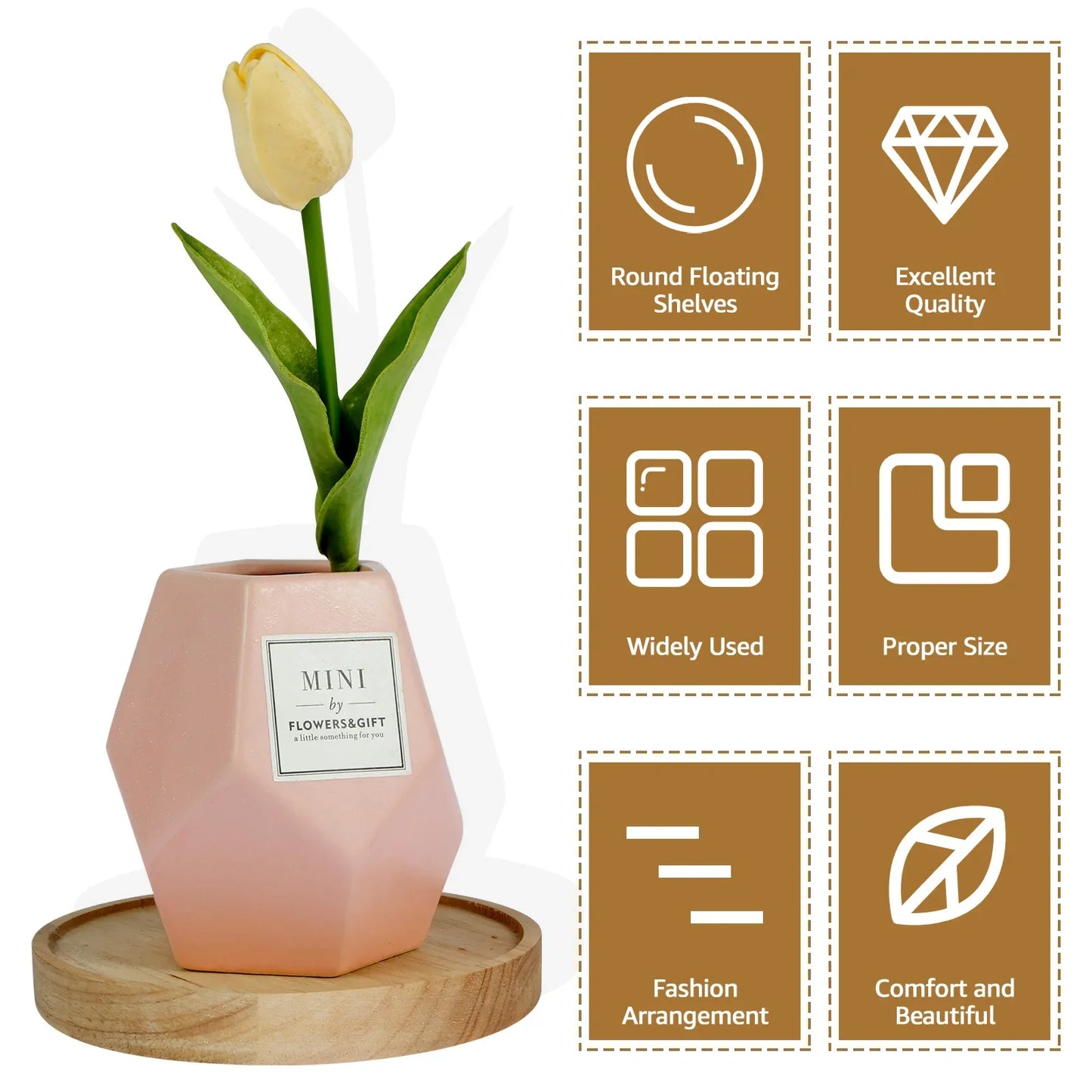 Round Oak Wood Floating Wall Shelves – Set of 3 or 6