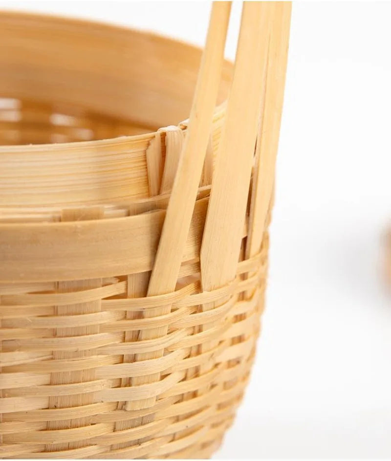 Woven Basket with Lid Decorative Small Bamboo Basket Bamboo Products Fine Woven Hand Basket Creative Small Bamboo Basket Crafts