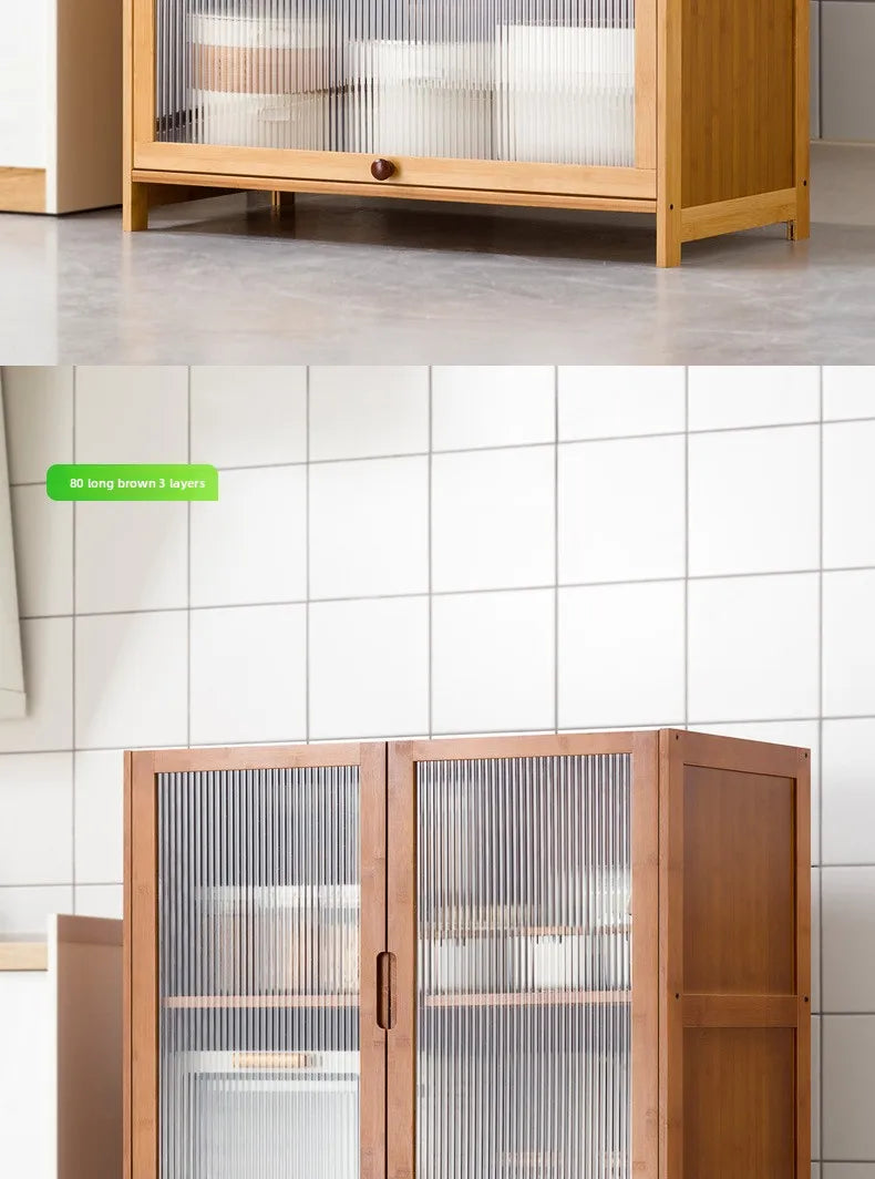Kitchen shelf, floor standing multifunctional bowl cabinet, microwave oven cabinet, dining side storage cabinet