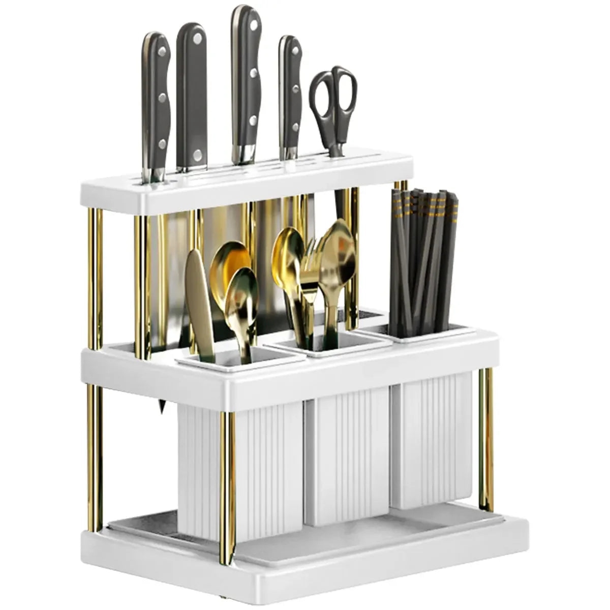 Multi-Function Kitchen Knife & Utensil Organizer Rack