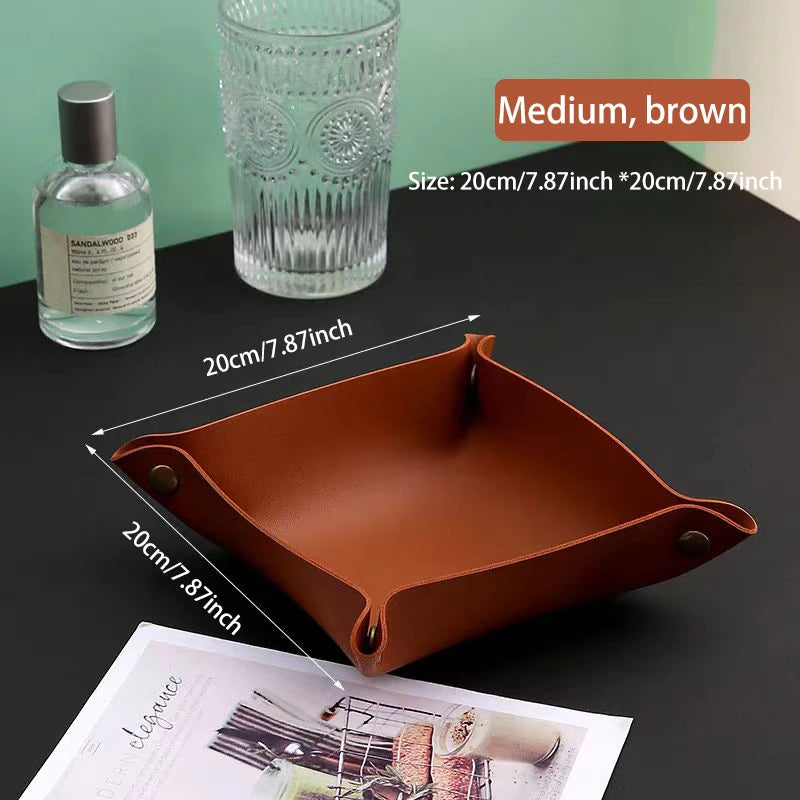 Living Room Entrance Key Storage Box Leather Desktop Cosmetics Storage Box Sundry European Tray Storage Box