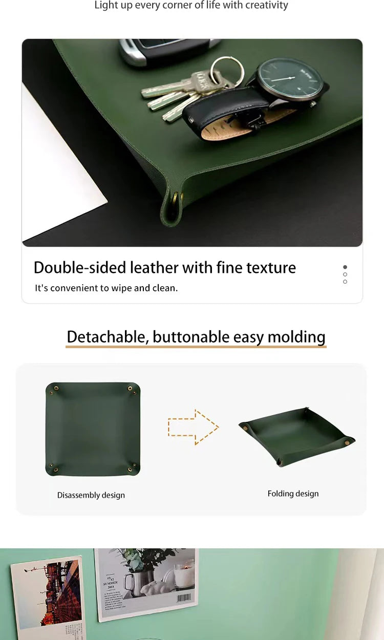 Living Room Entrance Key Storage Box Leather Desktop Cosmetics Storage Box Sundry European Tray Storage Box