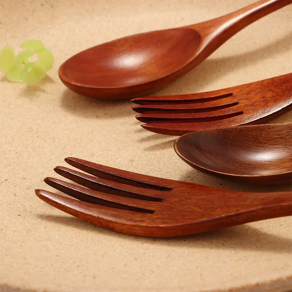 Dinner Kit Wooden Utensil Kitchen Supplies Soups Cereal Tableware Dinnerware Sets Fork Spoon