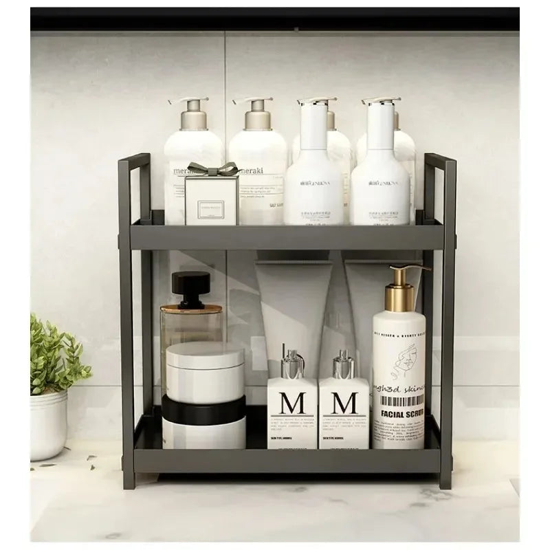 Double-Layer Cosmetics & Skincare Organizer Rack for Countertop Use