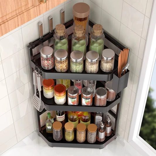 Kitchen Seasoning Shelf Spice Countertop Corner Stands Multi-layer Storage Easy To Clean High-quality Steel Plate Kitchen Shelf
