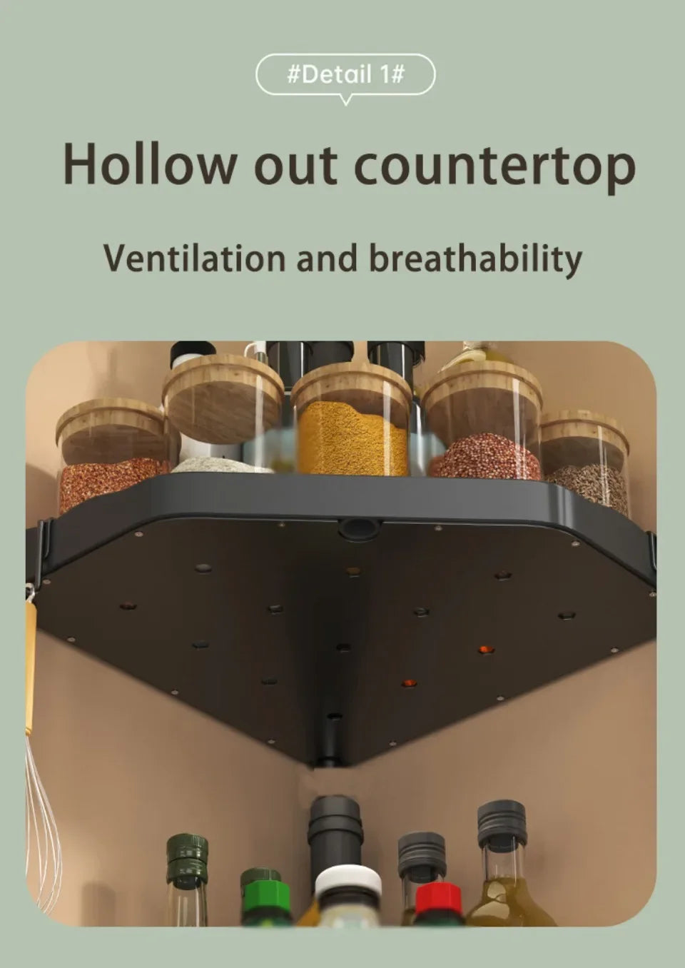 Kitchen Seasoning Shelf Spice Countertop Corner Stands Easy To Clean Space Saving Chopstick Organizer Housewear & Furnishings