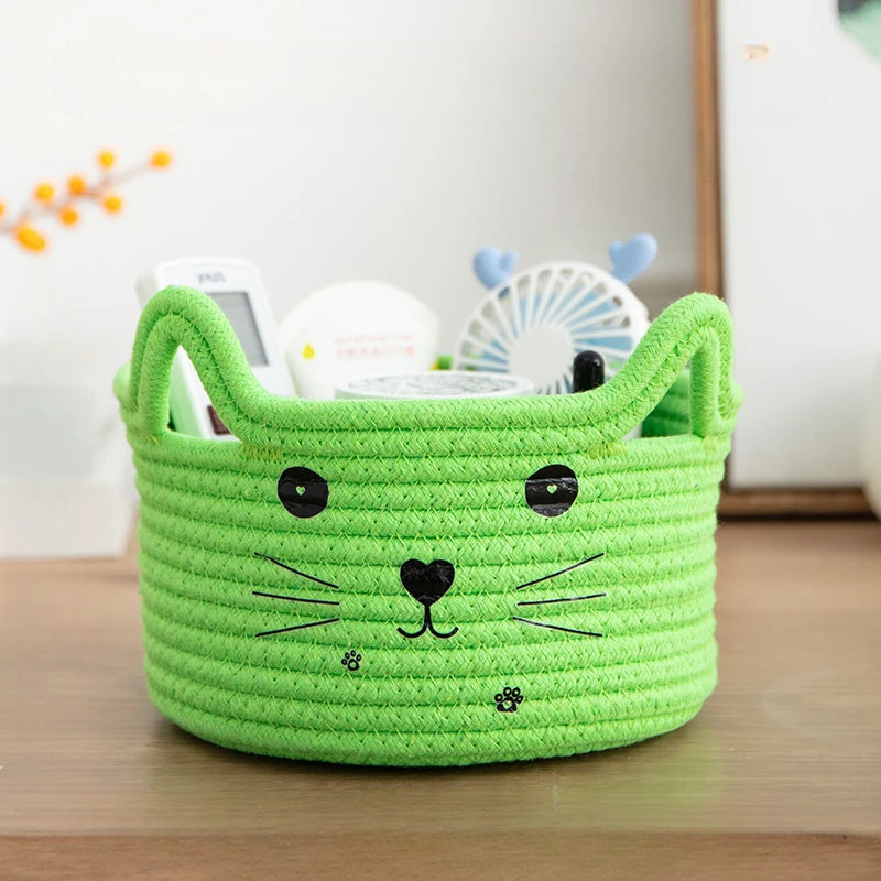 Cute Storage Baskets Cotton Woven Bedroom Household Decor Organizer Case Key Snacks Desktop Sundries Deposit Tidy Box Items Home