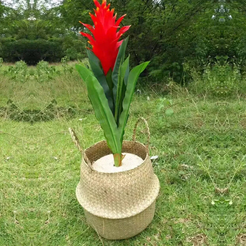 Storage Baskets Straw Wicker Rattan Hanging Flowerpot Seagrass Folding Laundry Baskets Garden Plant Basket Home Decor Pastoral