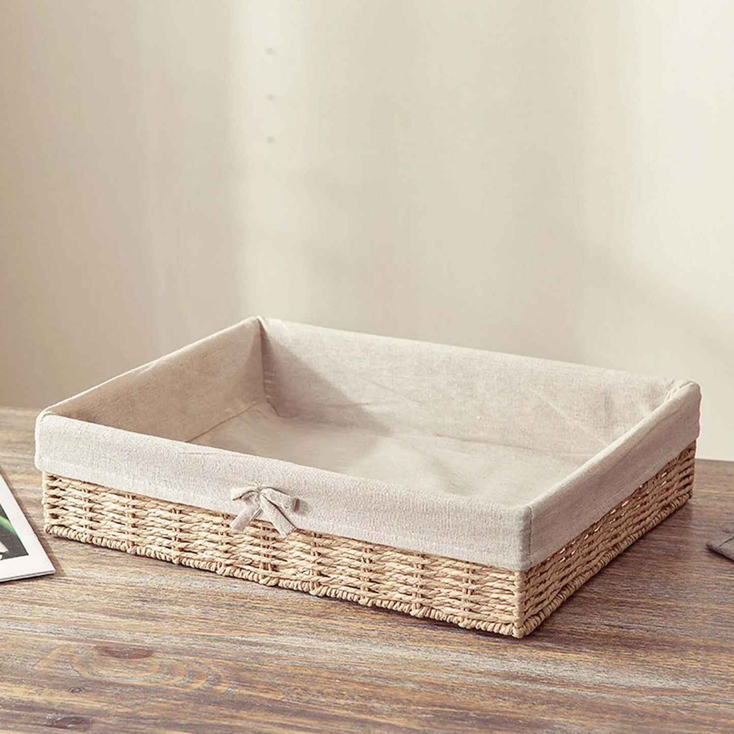 Woven Baskets Handwoven Picnic Basket Display Storage Paper Rope Storage Basket for Cosmetics Lunch Appetizer Snacks Dinner