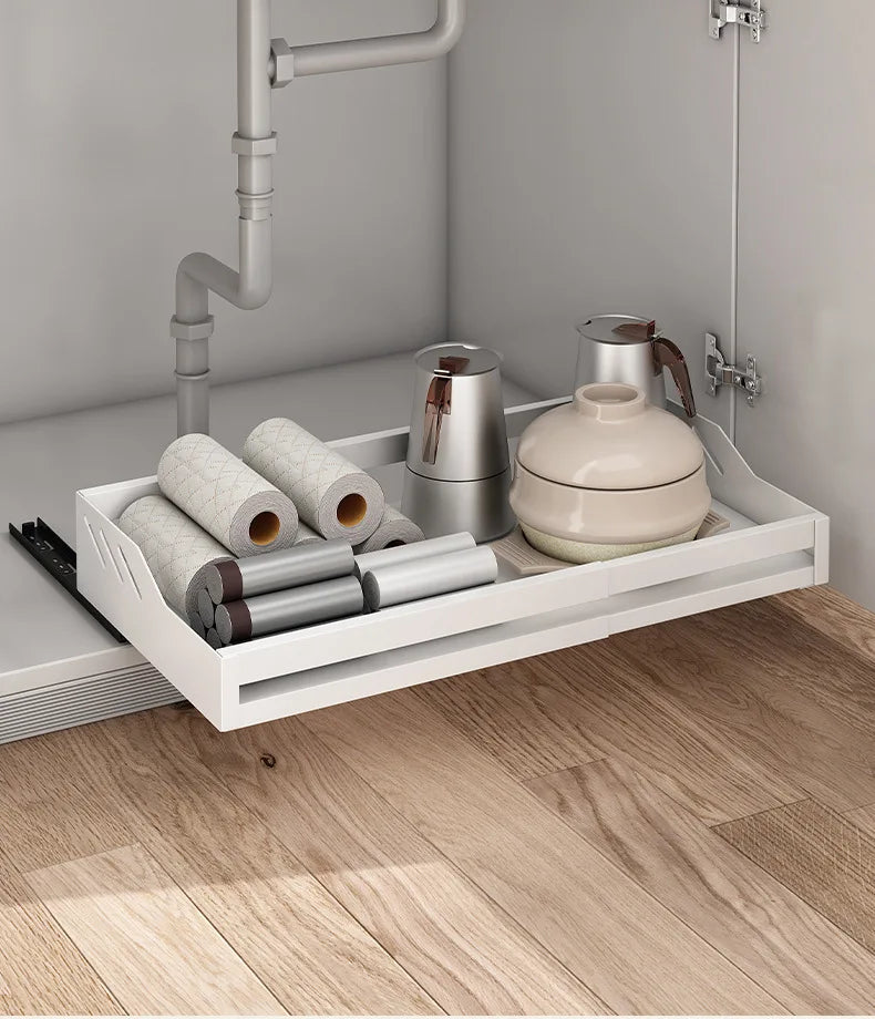 Kitchen Cabinet Basket With Slide Rails Drawer Type Bowl Dish Spice Box Storage Rack Scalable Shelf Bathroom Cabinets Organizer