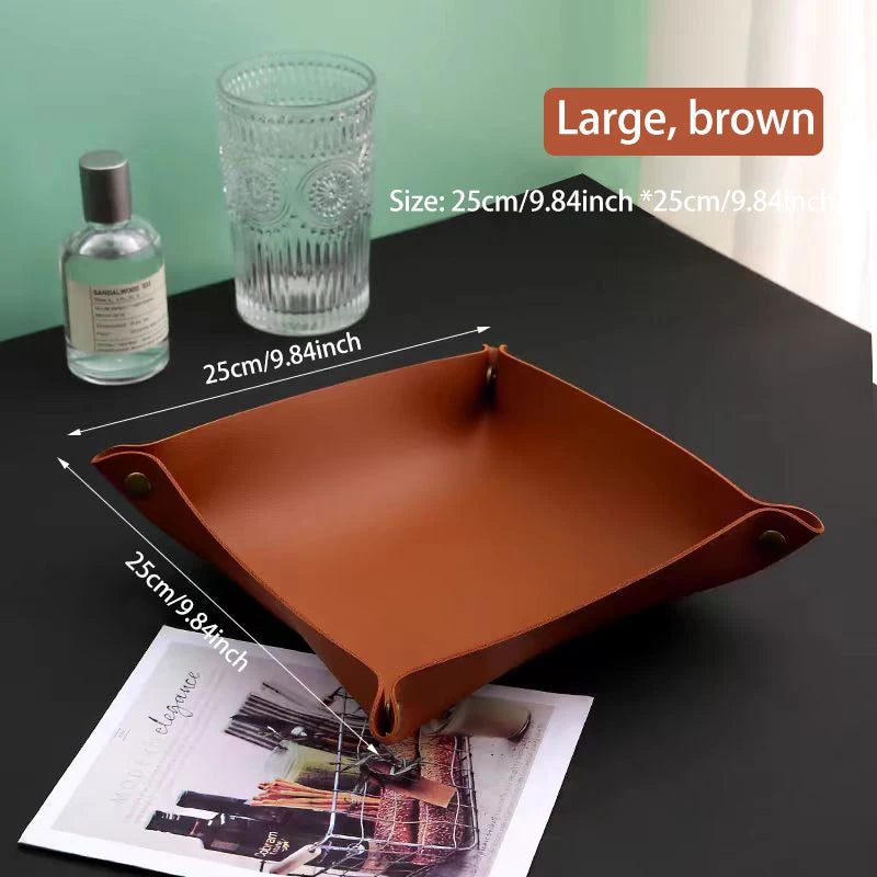 Living Room Entrance Key Storage Box Leather Desktop Cosmetics Storage Box Sundry European Tray Storage Box