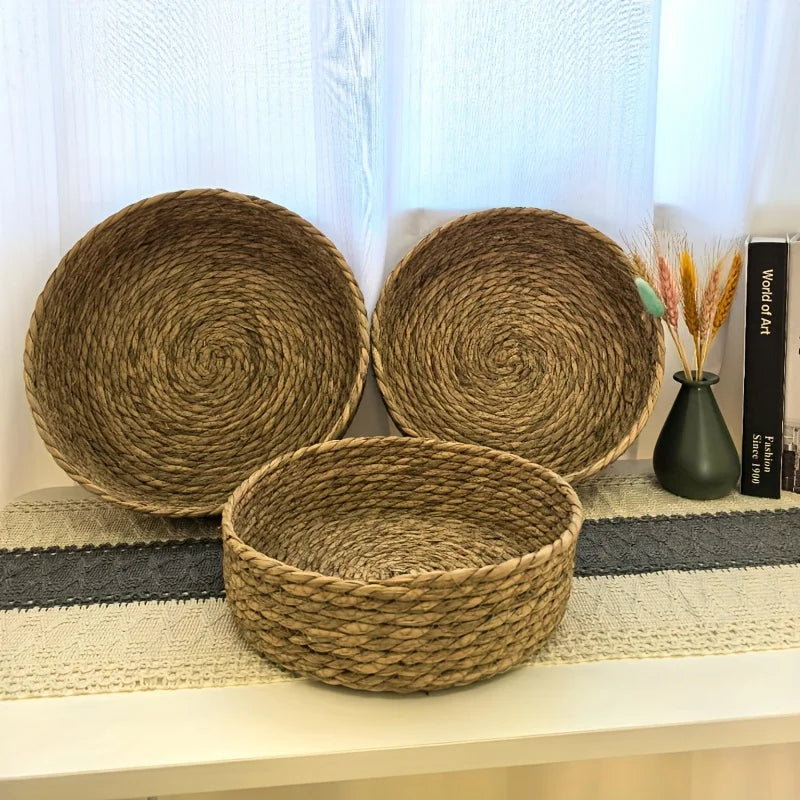 Hand-Woven Straw Baskets, Boho Storage for Home & Office. Perfect Organizer for Towels, Toys & More. Chic Gift Idea!