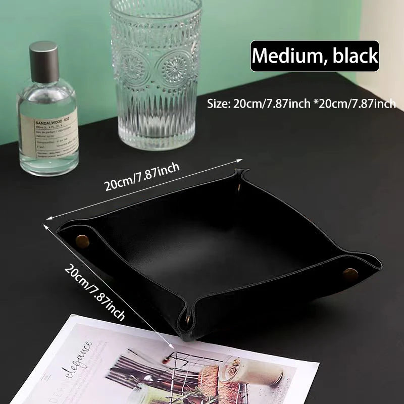 Living Room Entrance Key Storage Box Leather Desktop Cosmetics Storage Box Sundry European Tray Storage Box