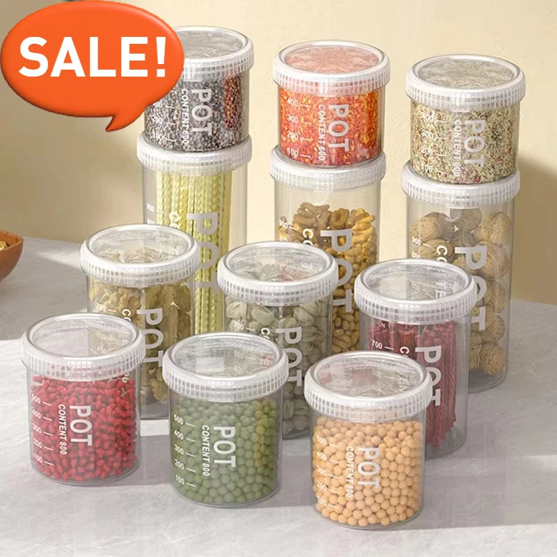 Transparent Moisture-Proof Food Storage Containers for Coffee, Pasta & Dry Goods