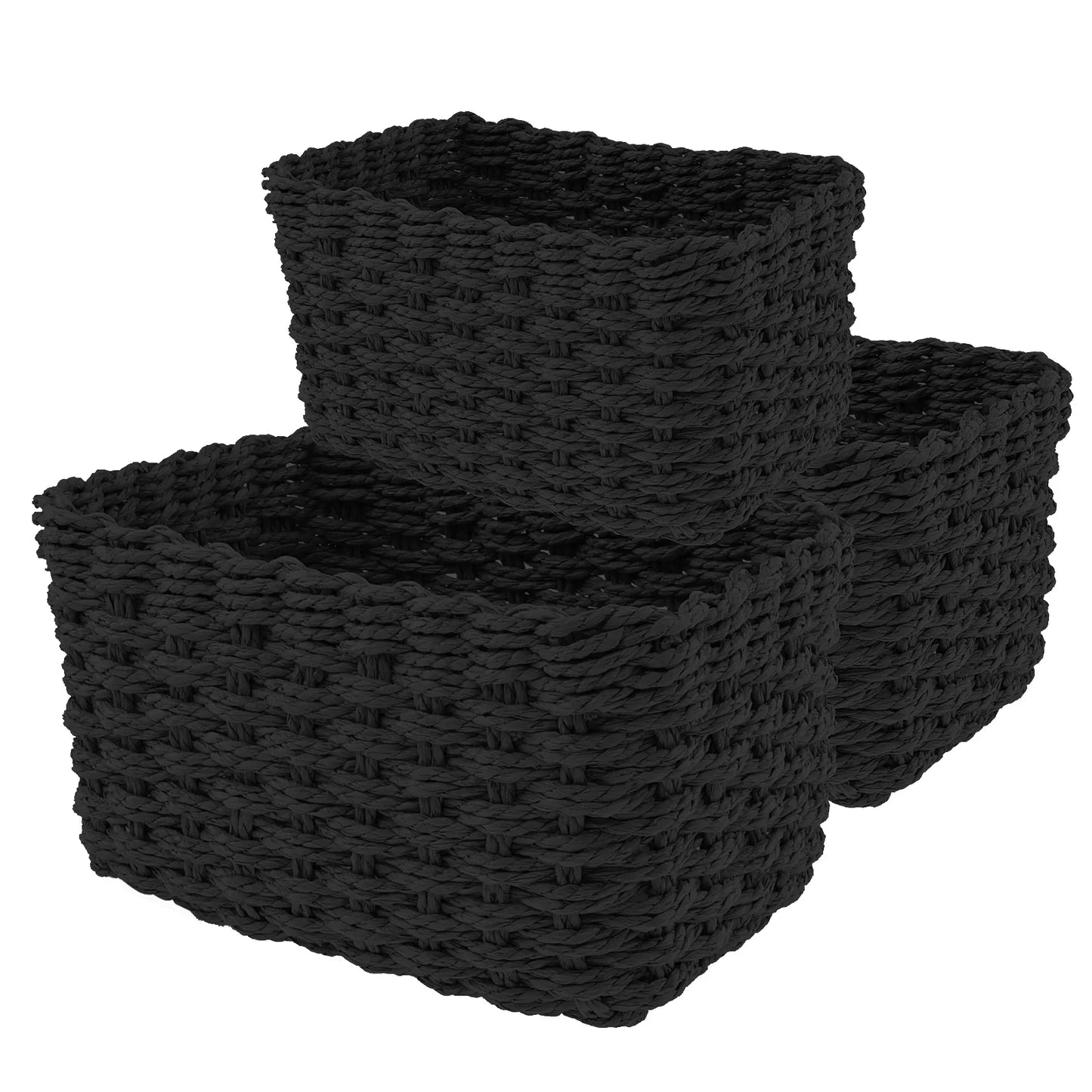 3Pcs Grass Woven Storage Baskets Decorative Woven Baskets for Storage Multifunctional Picnic Basket Fruit Cosmetic Storage Box
