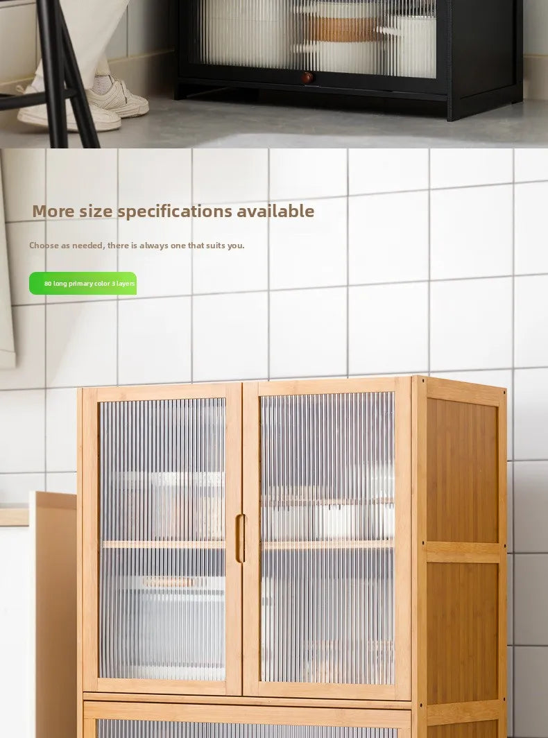 Kitchen shelf, floor standing multifunctional bowl cabinet, microwave oven cabinet, dining side storage cabinet