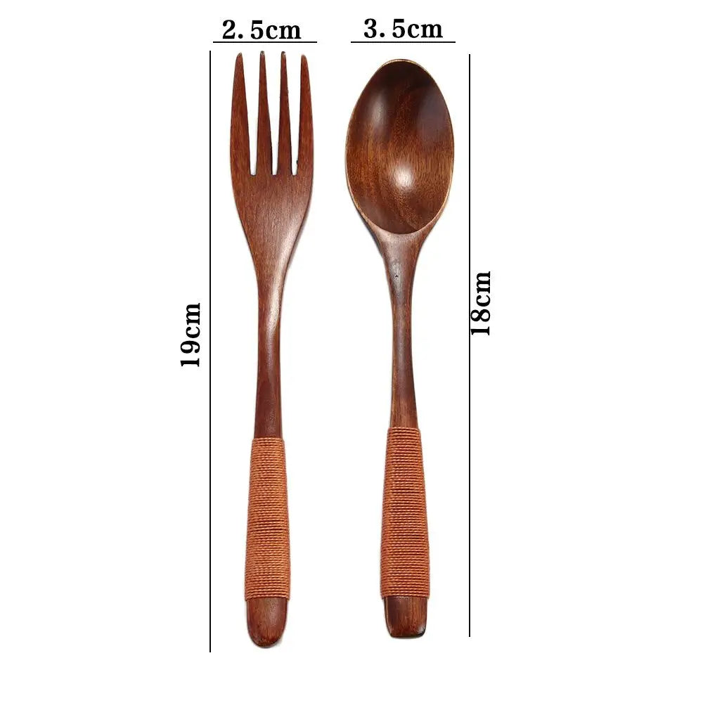 Dinner Kit Wooden Utensil Kitchen Supplies Soups Cereal Tableware Dinnerware Sets Fork Spoon
