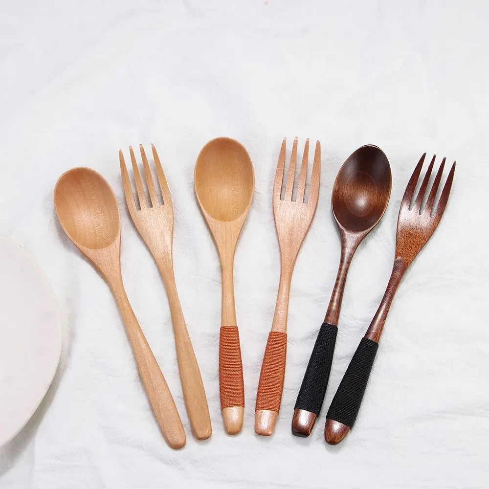 Dinner Kit Wooden Utensil Kitchen Supplies Soups Cereal Tableware Dinnerware Sets Fork Spoon