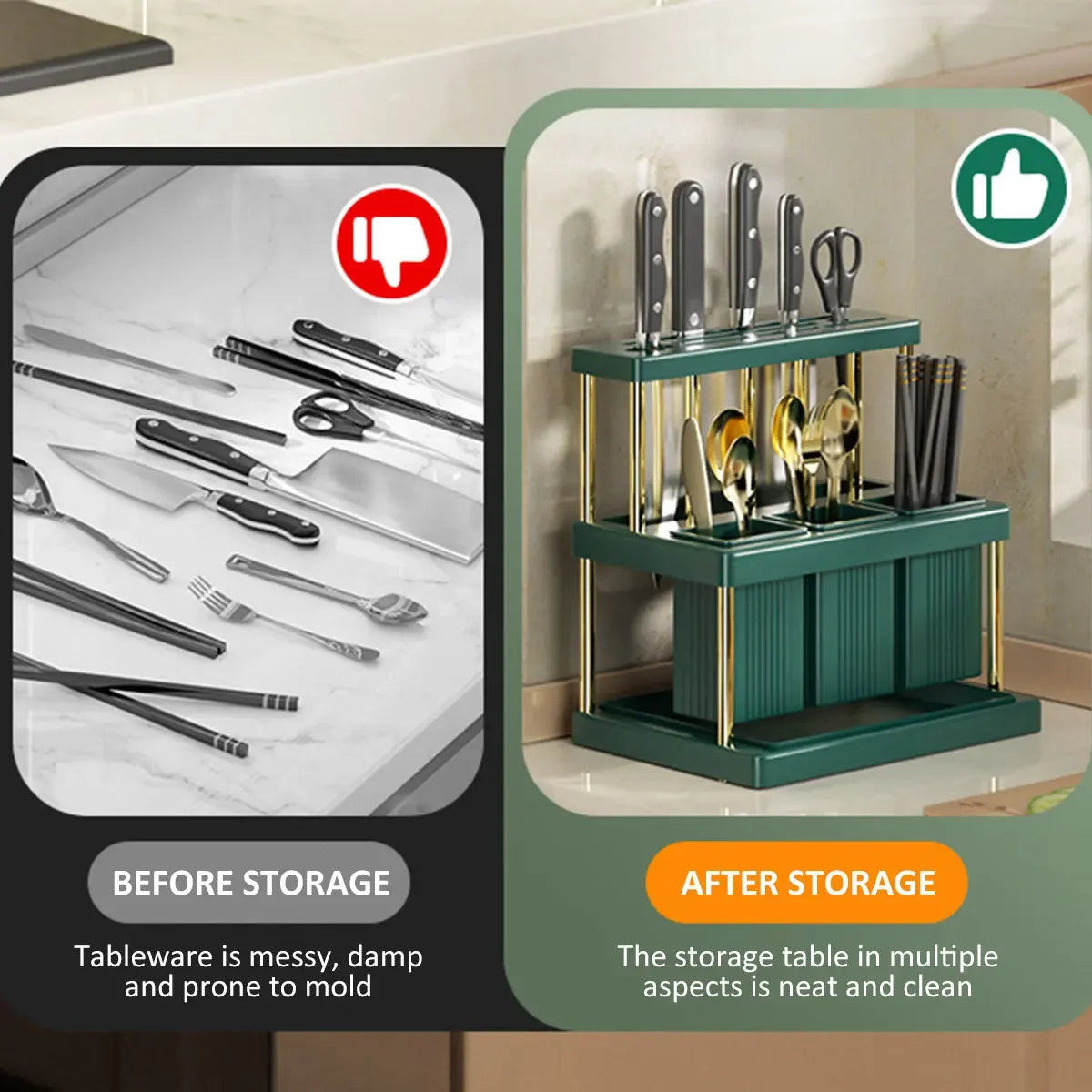 Multi-Function Kitchen Knife & Utensil Organizer Rack