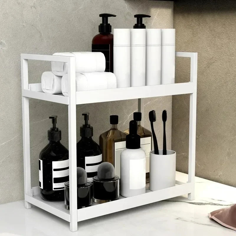 Double-Layer Cosmetics & Skincare Organizer Rack for Countertop Use