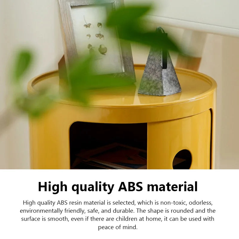 Plastic Round Bedside Table Book Cosmetics Snack Storage Cabinet 3-Tier Living Room Sofa Side Storage Table Portable Nightstand